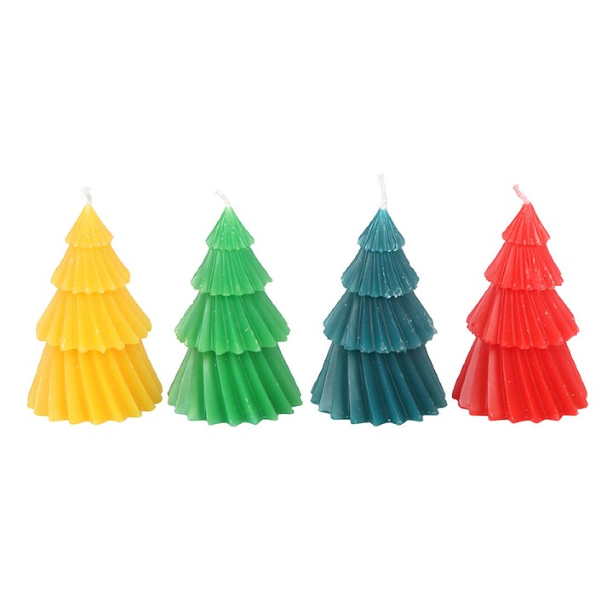 Colourful Christmas Tree Candles (Set of 4)