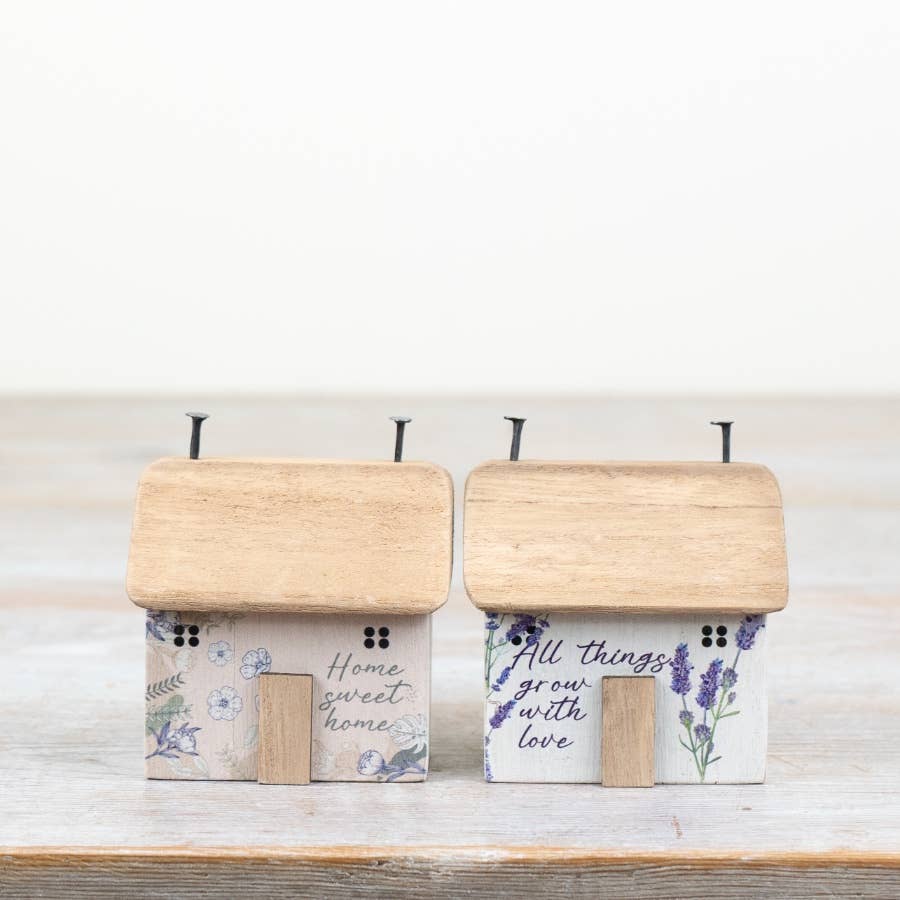 Flower Wooden House Deco, 8cm