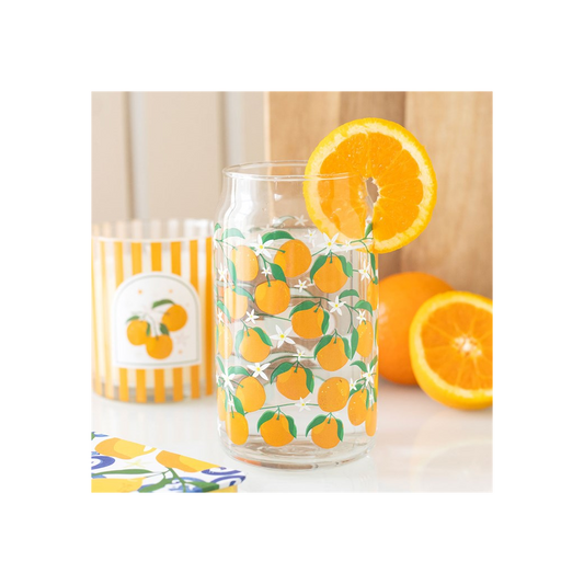 Orange Print Can Glass