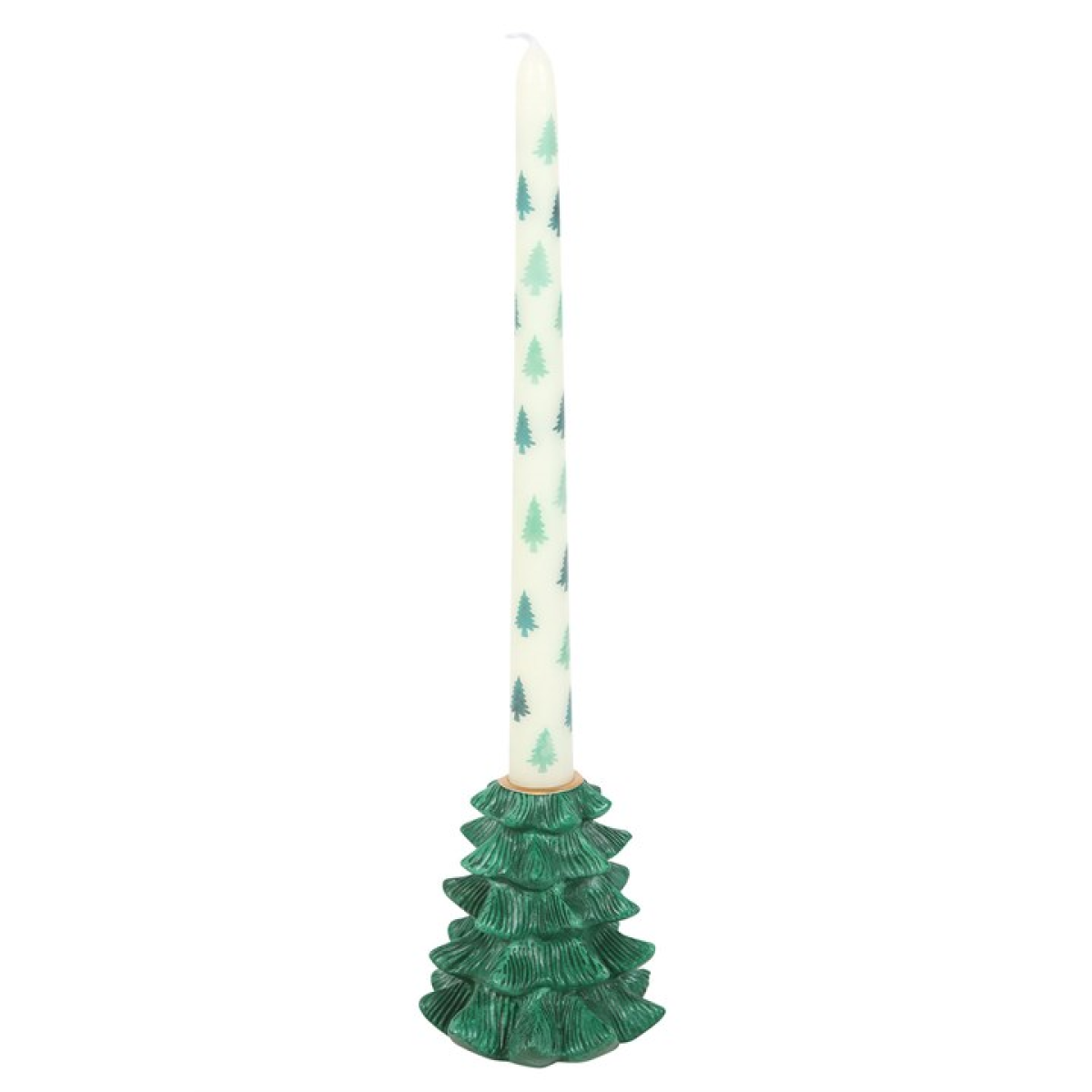 Green Fir Tree Candle Holder with Taper Candle