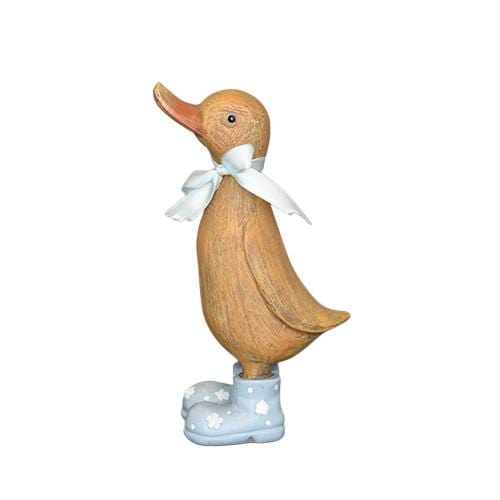 Duck in grey/blue wellies with bow ribbon 15.3cm
