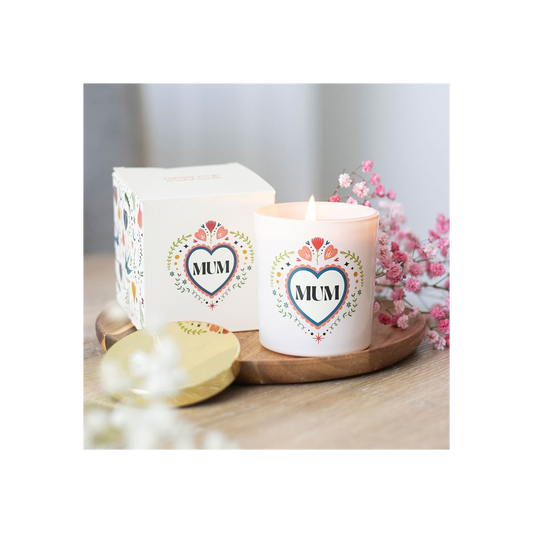Mum Folk Heart French Tulip Candle