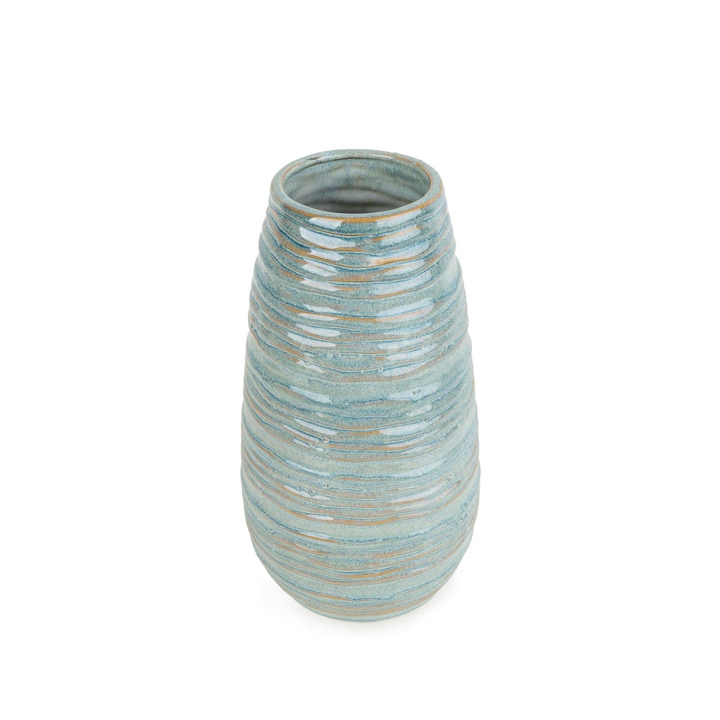 Small Ridged Vase - reactive blue glaze