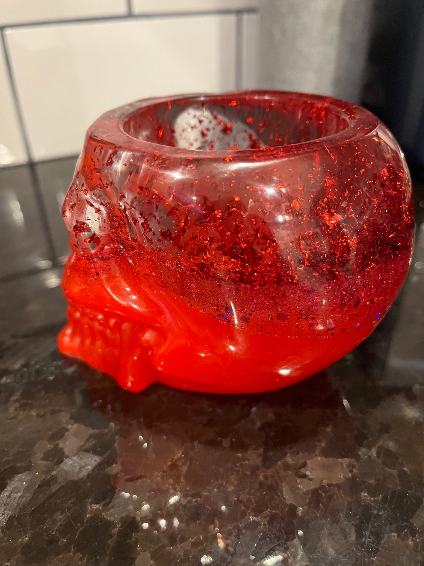 Red Resin Pen Pot