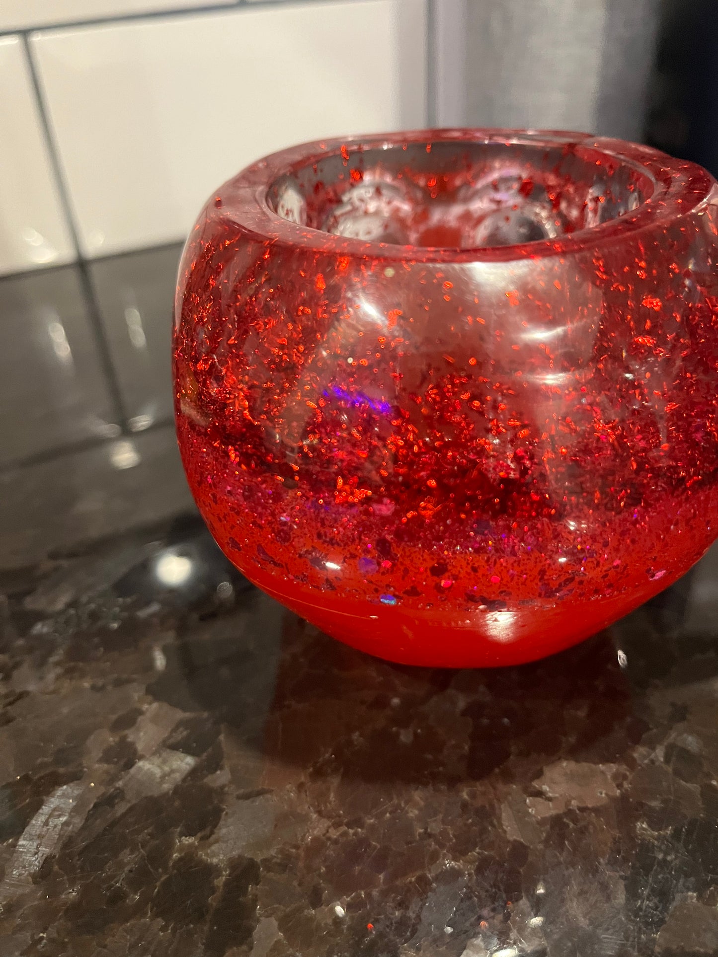 Red Resin Pen Pot
