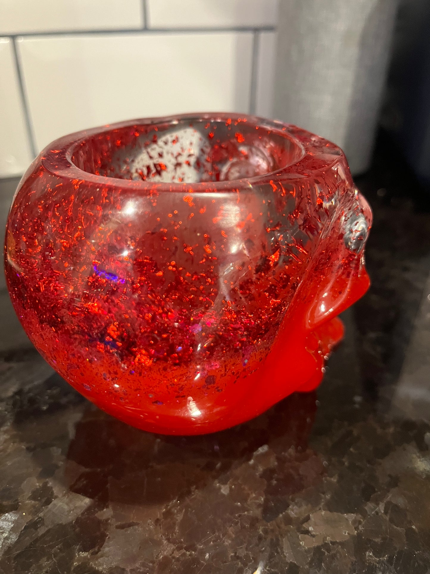 Red Resin Pen Pot