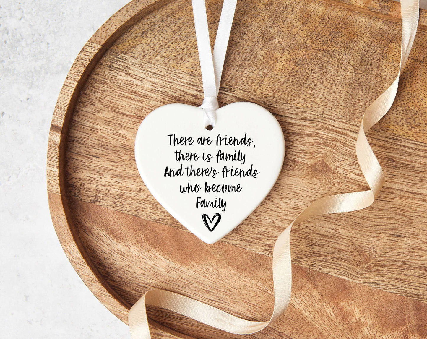 Friends become Family ceramic heart Keepsake