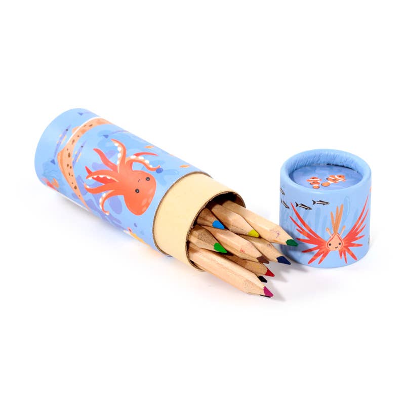 Mariniverse Pencil Pot with 12 Colouring Pencils