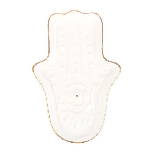 White Hamsa Hand Incense Stick Holder